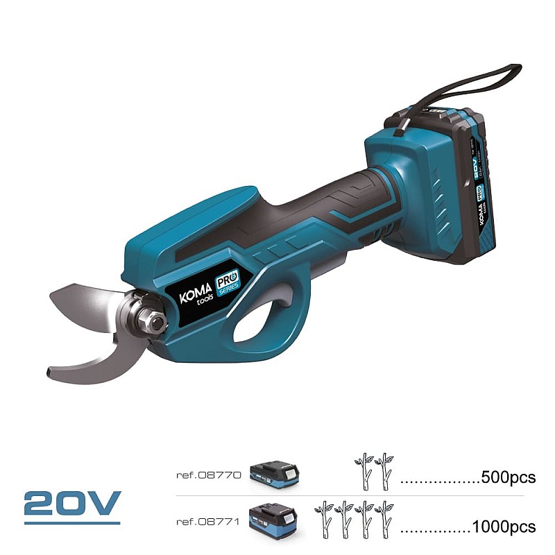 Ψαλίδι Κλαδέματος Μπαταρίας 20V KOMA TOOLS PRO 08195 EDM Σετ Με 1 Μπαταρία και Φορτιστή