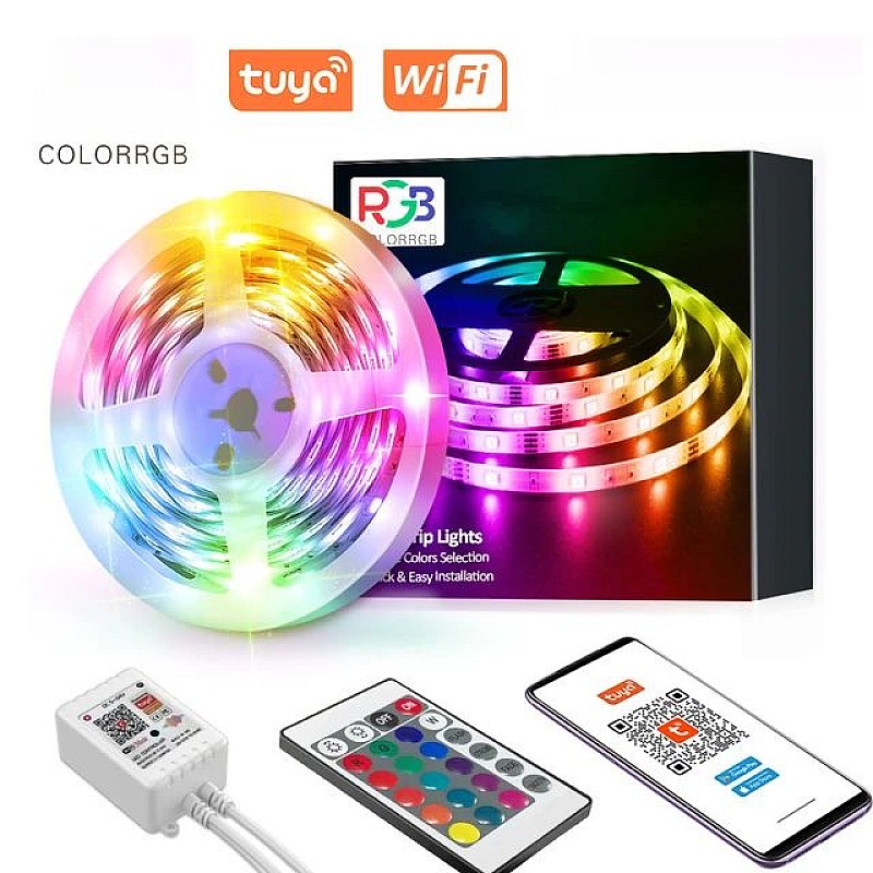 WiFi Ταινία LED Τροφοδοσίας 12V RGB(W) Μήκους 5m και 30 LED ανά Μέτρο Σετ με Τηλεχειριστήριο και Τροφοδοτικό 10101040