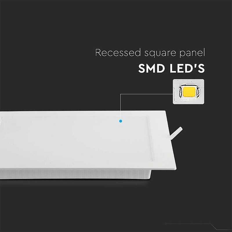 LED mini Πάνελ Φωτιστικό Οροφής χωνευτό Τετράγωνο 18Watt Ψυχρό λευκό 6500K 10488 V-TAC 