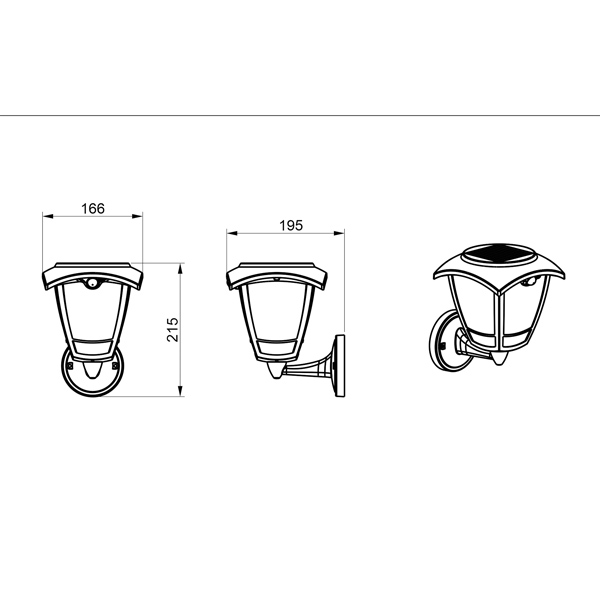 Ηλιακή Απλίκα LED 3W CCT dimmable 2700K-6500K Επιτοίχo IP44 με Αισθητήρα Κίνησης Mαύρο 145-20860 Eurolamp