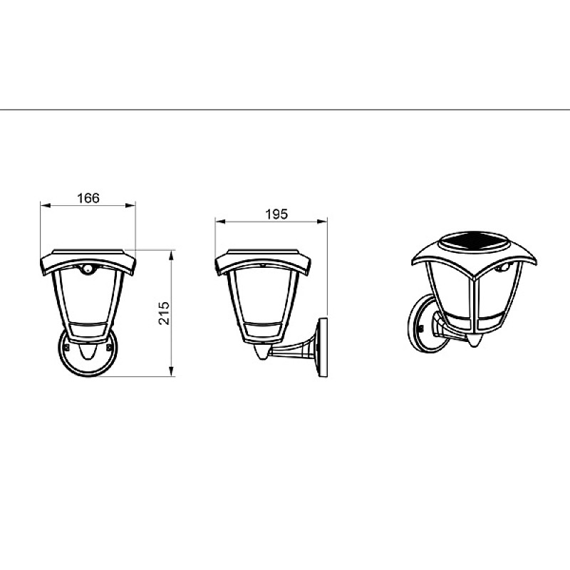 Ηλιακή Απλίκα LED 3W CCT dimmable 2700K-6500K Επιτοίχo IP44 με Αισθητήρα Κίνησης Mαύρο 145-20860 Eurolamp