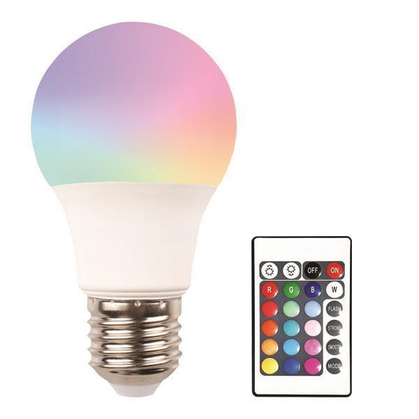Λαμπτήρας Led E27 9W RGBW με τηλεχειριστήριο 147-77906 EUROLAMP