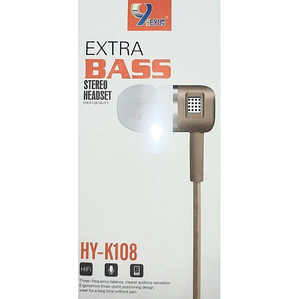 HY-K108 Handsfree Ακουστικά Stereo earphone με μικρόφωνο γκρι OEM