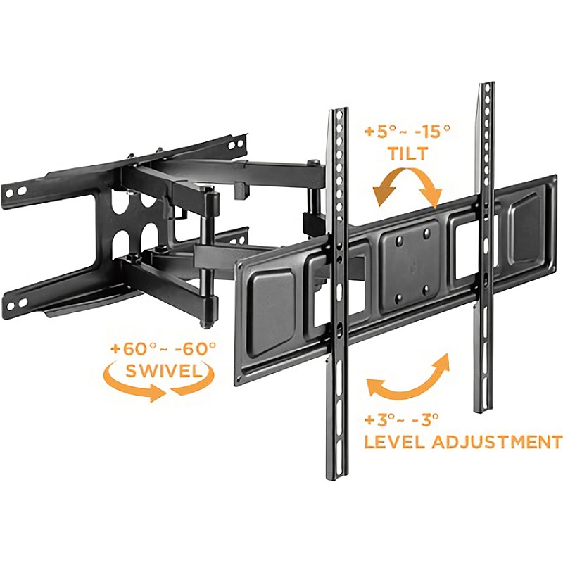 Βάση TV LED/LCD 37“-80” Τοίχου με 2 Διπλούς Βραχίονες και Ρυθμιζόμενη με κλίση P64 OEM