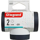 LEGRAND Πολύπριζο Σταυρός Σούκο 2 θέσεων  + USB A +C Περιστρεφόμενο Λευκό-Μαύρο 694522