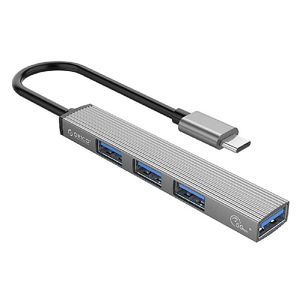 Orico USB 3.0 Hub 4 Θυρών με σύνδεση USB-C Γκρι  Orico USB 3.0 Hub 4 Θυρών με σύνδεση USB-C Γκρι AH-A13-GY-BP 