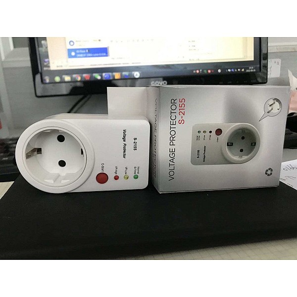 Intelligent Voltage Protector Μονή Εξωτερική Πρίζα Ρεύματος Ασφαλείας Λευκή S-2155 OEM