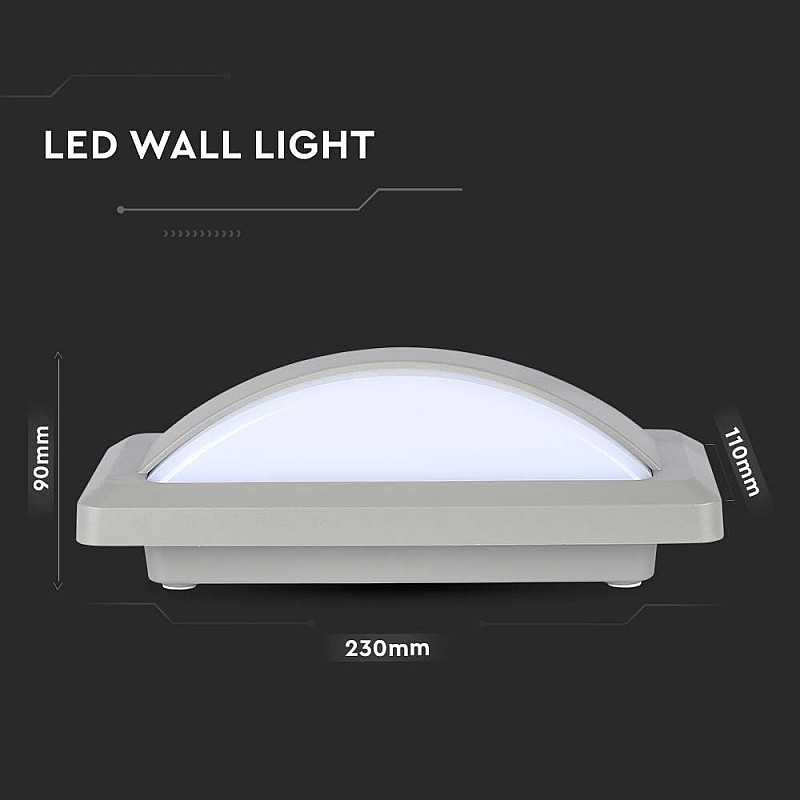 LED απλίκα 12W IP65 4000K φυσικό λευκό με γκρι σώμα VT-8058 V-TAC 218246