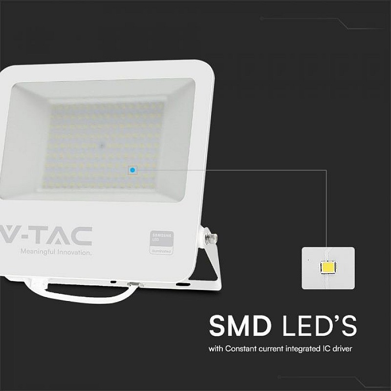 Προβολέας LED SAMSUNG 100W Φυσικό λευκό 4000K Λευκός  VT-44104 V-TAC 23442