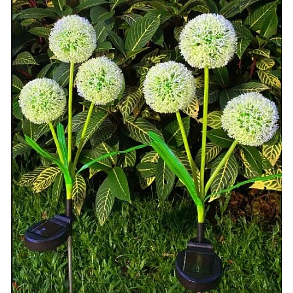 Ηλιακό Φωτιστικό LED RGB Καρφωτό λουλούδι 3 μπάλες πράσινο SLO25012 OEM σετ 2 τεμαχια