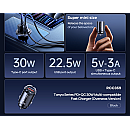 Remax RCC359 Tanya 30W Ταχυφορτιστής αυτοκινήτου fast car charger 1xUSB και 1xType-C 3.0A  Μαύρος