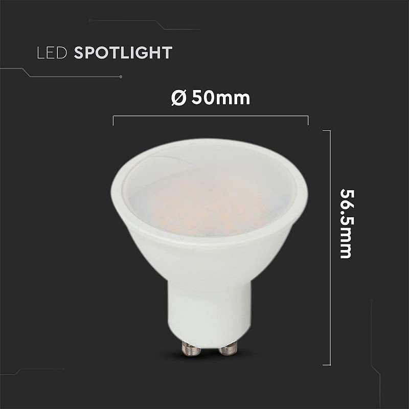 Λαμπτήρας LED σπότ 2.9W GU10 Plastic 110º Ψυχρό λευκό 6500K VT-2333 2989 V-TAC