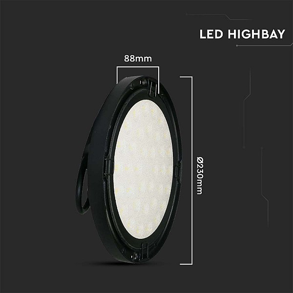 Φωτιστικό LED Καμπάνα 100W Μαύρο Ψυχρό λευκό 6500K 120lm/W VT-92100 7809 V-TAC