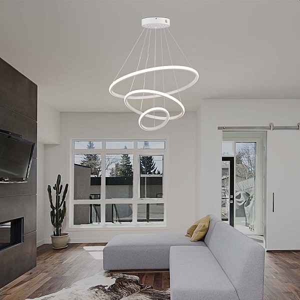 Φωτιστικό οροφής LED Designer 3 δακτύλιοι 32W 3000K Θερμό λευκό σε Λευκό χρώμα 8018 V-TAC