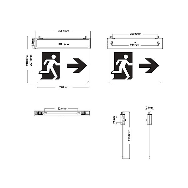 Φωτιστικό Ασφαλείας LED EXIT-10 LEFT 2W Ψυχρό Λευκό 100Lumens IP620 3.7V 500mAh 14500 LI-ION 5020150 VITO