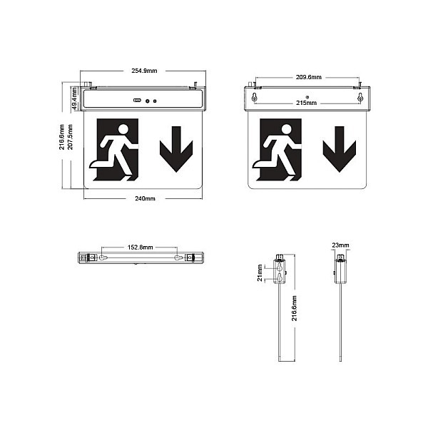 Φωτιστικό Ασφαλείας LED EXIT-10 STRAIGHT 2W Ψυχρό Λευκό 100Lumens IP620 3.7V 500mAh 14500 LI-ION 5020160 VITO