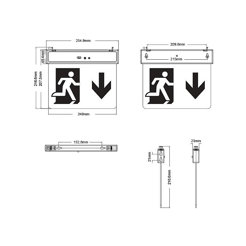 Φωτιστικό Ασφαλείας LED EXIT-10 STRAIGHT 2W Ψυχρό Λευκό 100Lumens IP620 3.7V 500mAh 14500 LI-ION 5020160 VITO