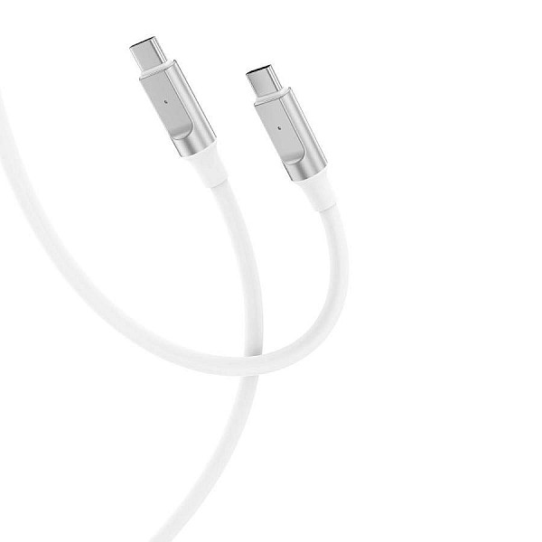 XO NB-Q252B  SILICONE USB 2.0 Cable USB-C to USB-C 60W Λευκό 1m