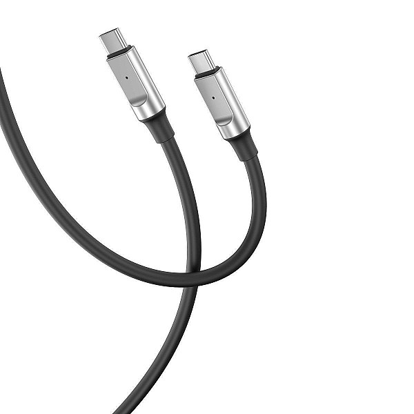 XO NB-Q252B  SILICONE USB 2.0 Cable USB-C to USB-C 60W Μαύρο 1m