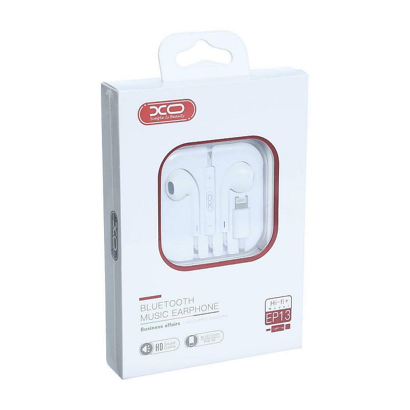 XO EP13 Earbuds Handsfree με Βύσμα Lightning  Λευκό Ακουστικά με μικρόφωνο 