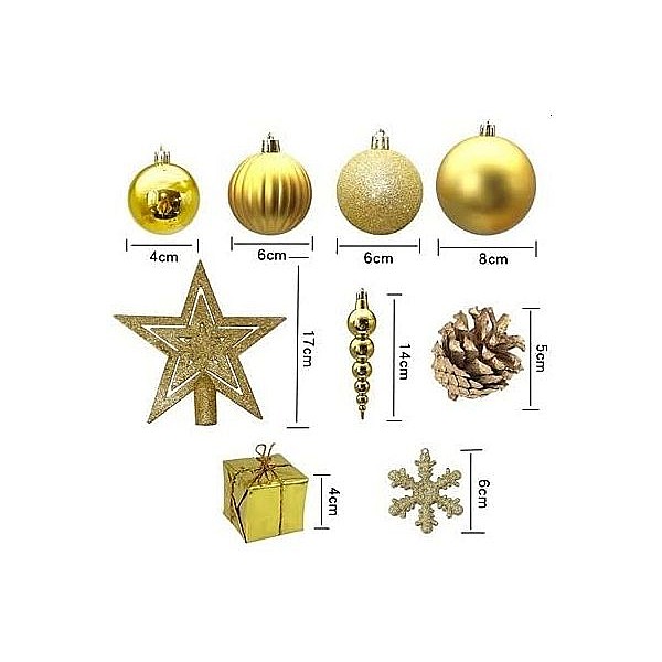 Χριστουγεννιάτικο Σετ  Μπάλες με Αστέρι πλαστικές Χρυσό 60τμχ 91011  OEM