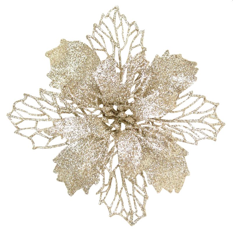 Χριστουγεννιάτικο Διακοσμητικό Πλαστικό Λουλούδι Χρυσό με glitter 20cm 91013 OEM