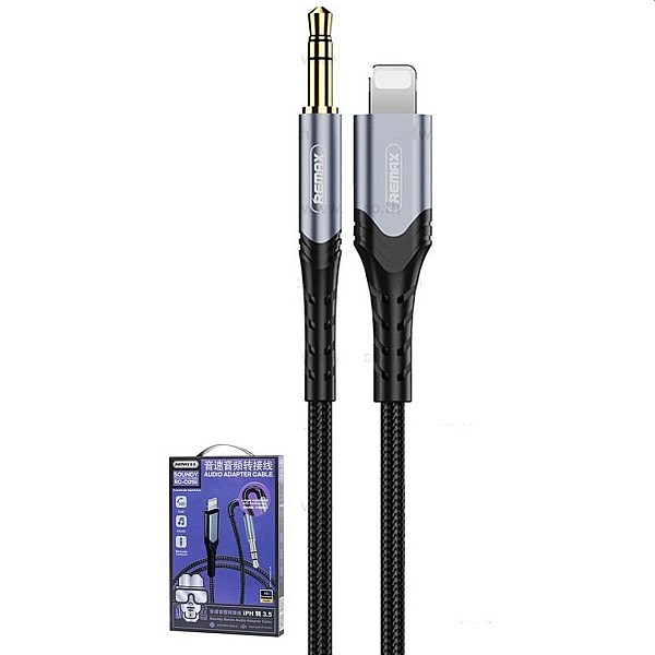 Remax RC-C015i Braided USB 2.0 Cable LIghting male σε 3.5mm male Γκρι 1m