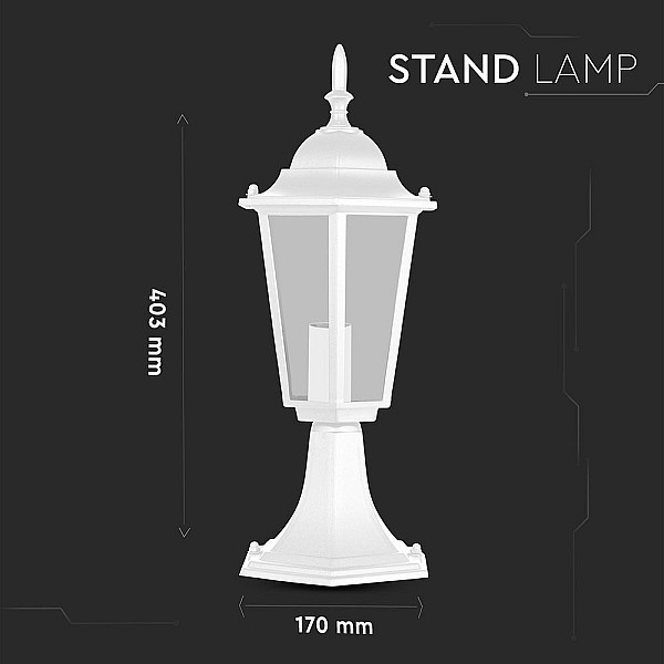 Επιδαπέδιο Φαναράκι κήπου E27 IP44 Aluminum + Glass με Λευκό σώμα VT-753 V-TAC 7075