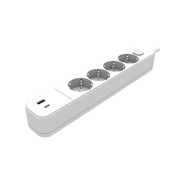 Unico 4 Πολύπριζο Ασφαλείας 4 Θέσεων με Διακόπτη, USB, Type C  και Καλώδιο 1.5 m Λευκό 8002480 VITO