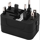 Ταξιδιωτικός αντάπτορας για EU/US/UK/AU 6A 250V με  2XUSB  5V/2.1Α Μαύρος 012434 BENSON