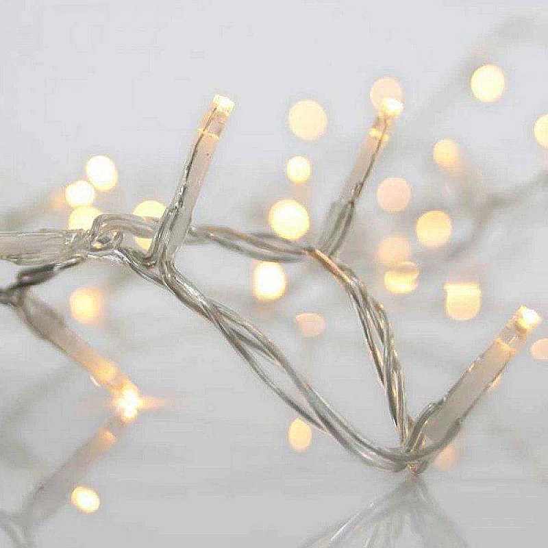 Χριστουγεννιάτικα λαμπάκια LED 100LED 10m Μπαταρίας Θερμό λευκό με κοντρόλ 8 λειτουργιών  10-100L OEM