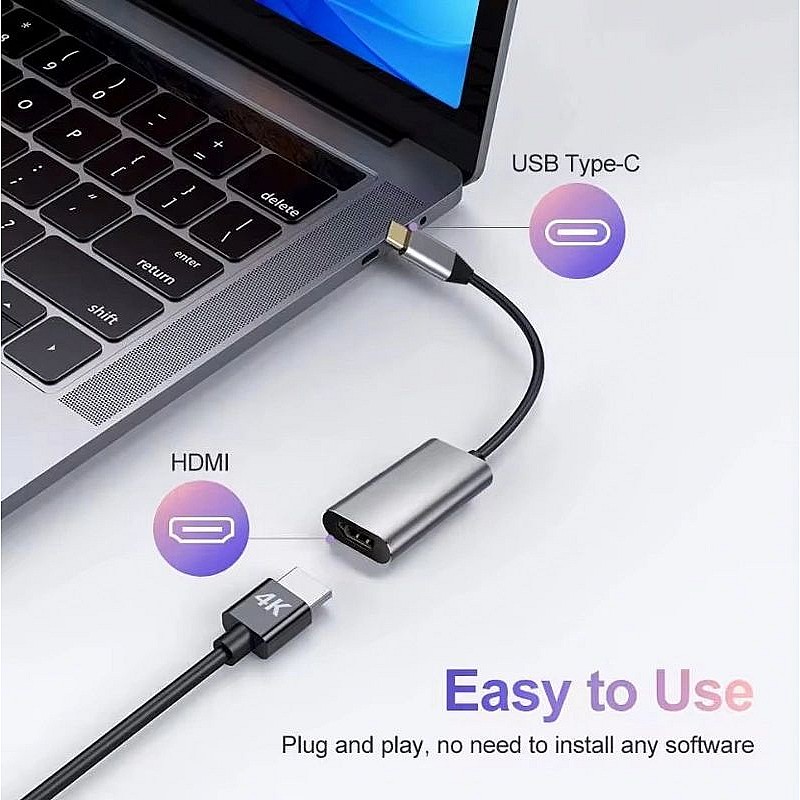 Adaptor (Μετατροπέας) USB-C σε HDMI 4K/60Hz  γκρι CAB-UC086 Powertech