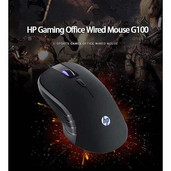 HP G100 Ενσύρματο GAMING Ποντίκι Φωτιζόμενο 1600 dpi Μαύρο 