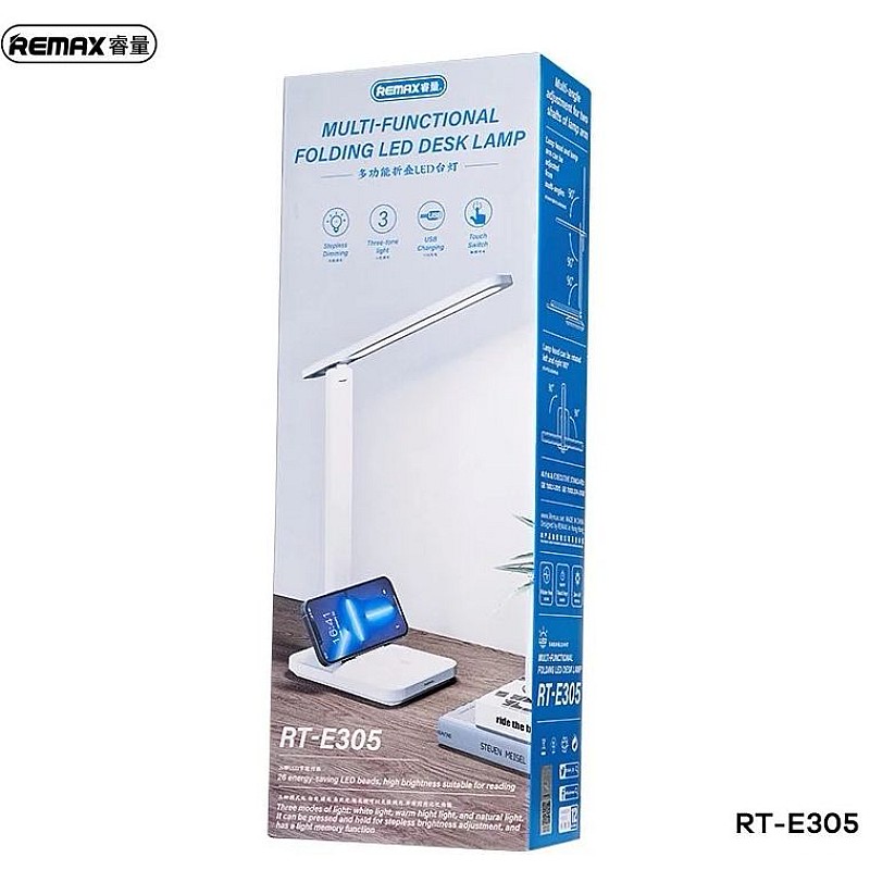 Remax RT-E305 Φωτιστικό γραφείου Led 3 Watt Επαναφορτιζόμενο με 3 χρώματα φωτισμού Λευκό dimmable