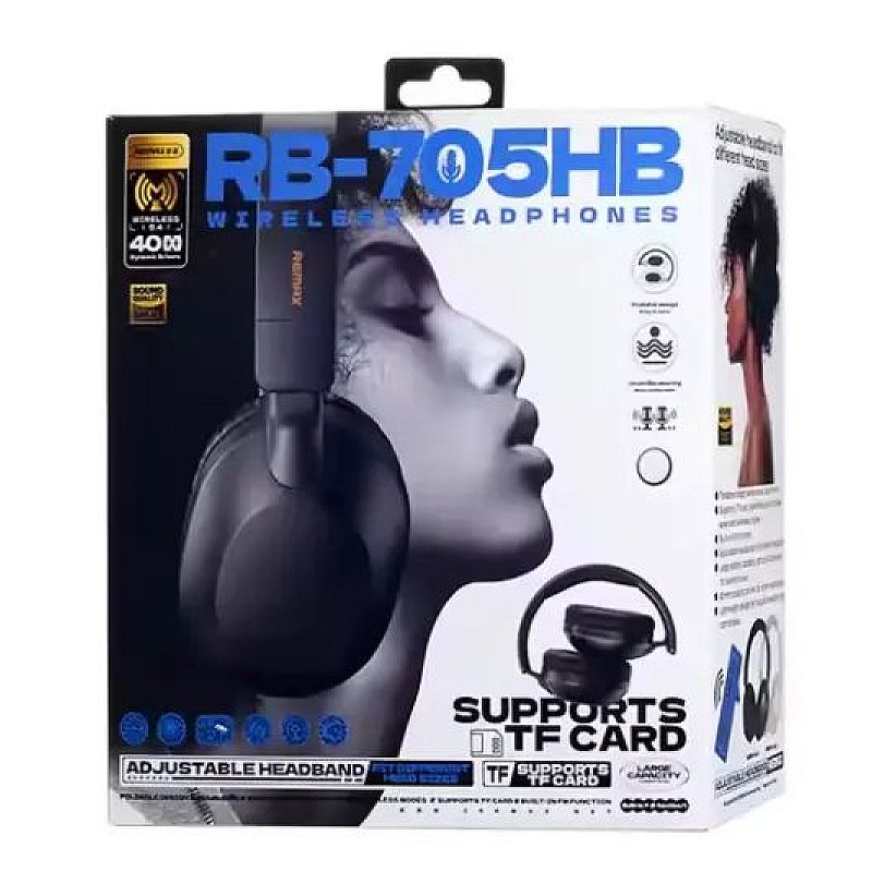 REMAX RB-705HB Bluetooth Gaming Headset with Microphone Ασύρματα στερεοφωνικά ακουστικά κεφαλής σε μαύρο χρώμα