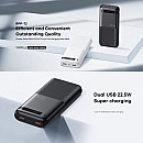 Remax RPP-72 Power Bank 20000mAh PD 20W+QC 22.5W με 2 Θύρες USB-A και Θύρα USB-C λευκό