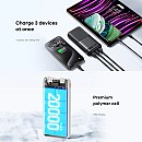 Remax RPP-72 Power Bank 20000mAh PD 20W+QC 22.5W με 2 Θύρες USB-A και Θύρα USB-C λευκό