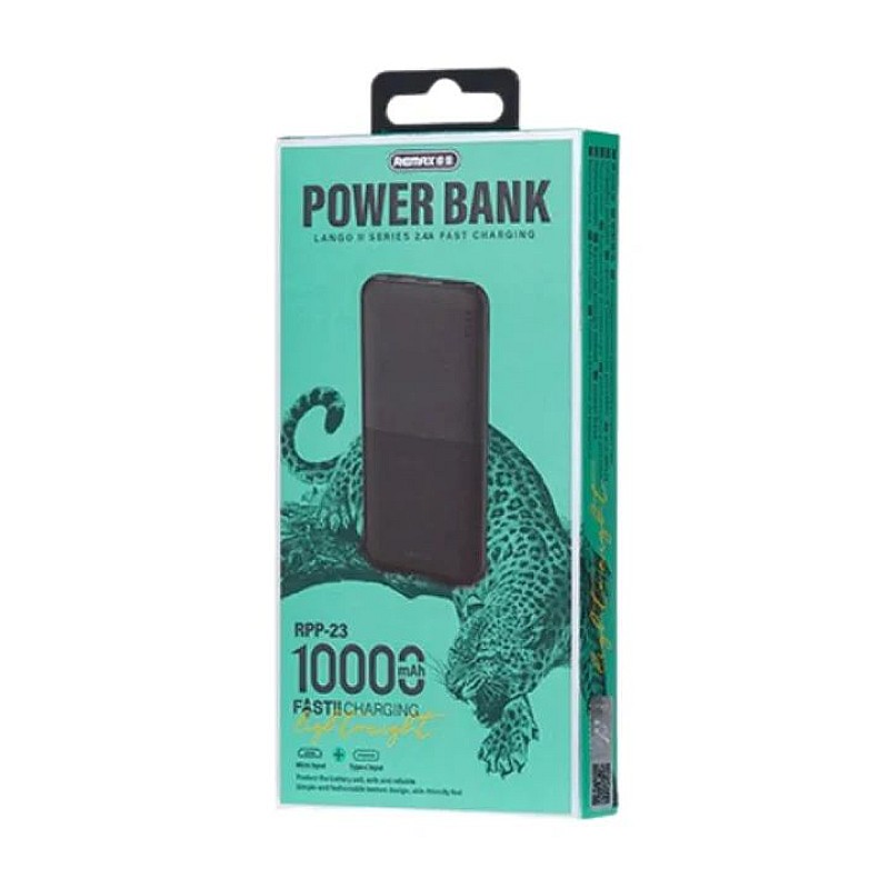 Remax RPP-23 Fast Charging Power Bank 10000mAh με Θύρα USB-A και Θύρα USB-C μαύρο