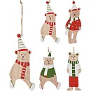 Χριστουγεννιάτικο Στολίδι Ξύλινο Αρκουδάκι διάφορα σχέδια 10x10cm 1τμχ DH8060140