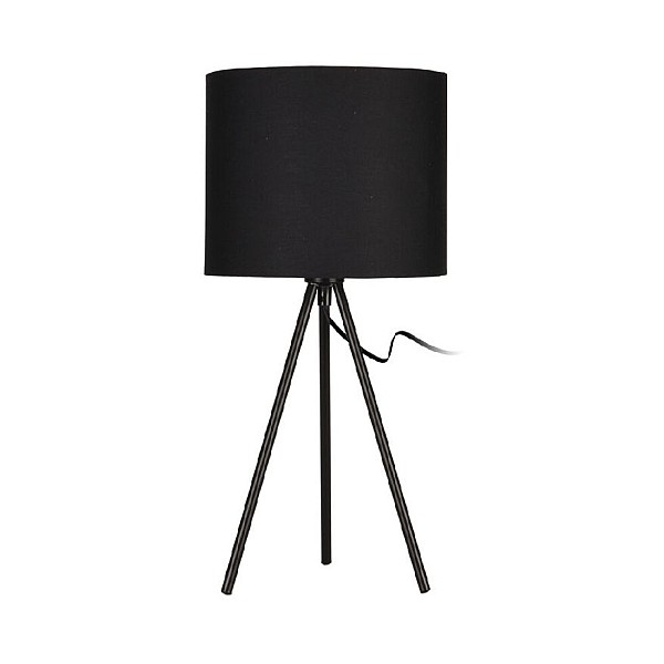 Επιτραπέζιο φωτιστικό πορτατίφ E14 με υφασμάτινο καπέλο Μαύρο Y03000070 H&S