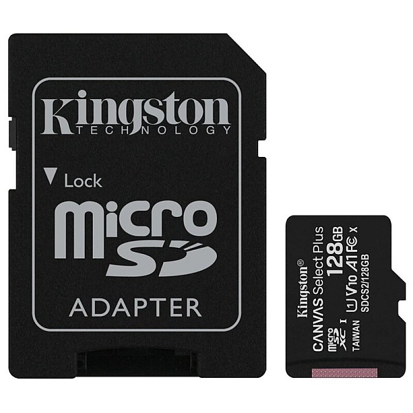 KINGSTON Κάρτα Μνήμης Micro SDXC 128GB Canvas Select Plus class 10 UHS-I U1 V10 A1 - 100MB/s + adapter