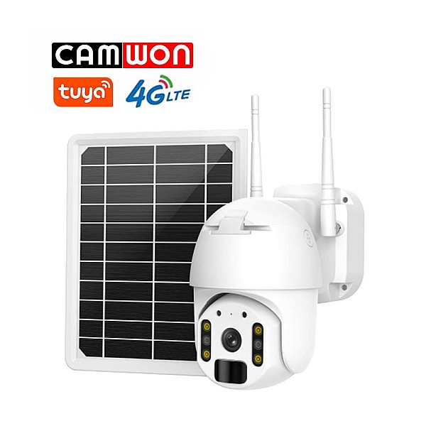 CAMWON WIP-TY300Z Ηλιακή 4G Wireless PTZ κάμερα 2Mpixels Με κάρτα SIM Λευκή