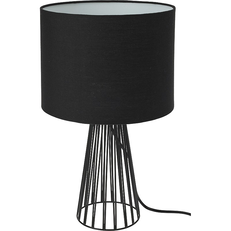 Επιτραπέζιο φωτιστικό πορτατίφ E27 με υφασμάτινο καπέλο Μαύρο Y03-000230 