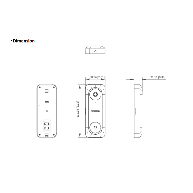 HIKVISION Έγχρωμο Κιτ Θυροτηλεόρασης 4 Καλωδίων με μπουτονιέρα και οθόνη DS-KIS212