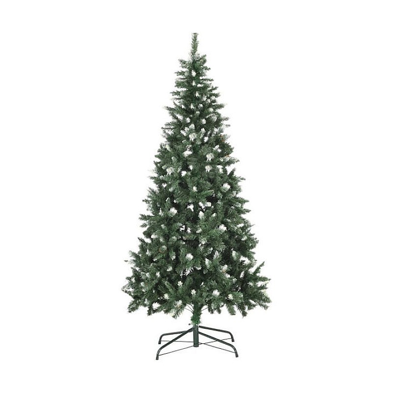 Χριστουγεννιάτικο Δέντρο Πράσινο Χιονισμένο 210εκ με Μεταλλική Βάση CR2003 OEM