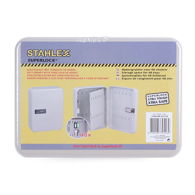 Κλειδοθήκη τοίχου μεταλλική ασφαλείας με συνδυασμό 3 ψηφίων Key cabinet with code lock 280x18x75mm 013178 STAHLEX