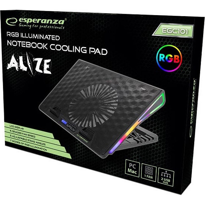 Notebook Cooling fan Βάση ψύξης για φορητούς υπολογιστές RGB ALIZE EGC101 Esperanza