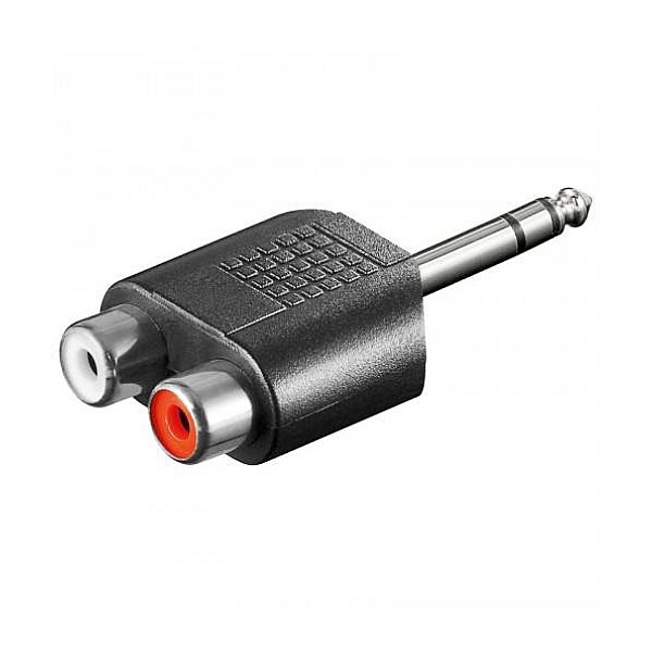 Adaptor-μετατροπέας Stereo από αρσενικό 6.35mm σε 2 RCA θηλυκά 1 τεμάχιο 11615 OEM
