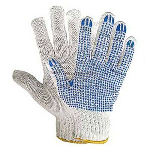 Γάντια εργασίας με πλεκτό ύφασμα και παλάμη με μπλε κόκκους PVC 1104ELD34 DECOREX