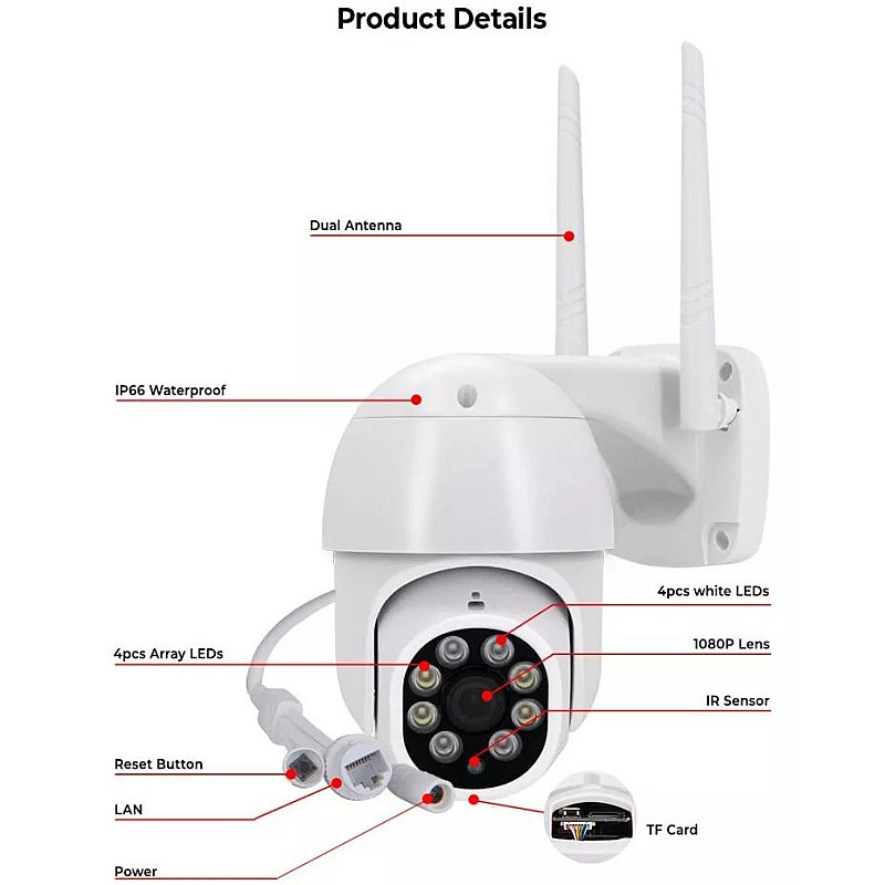 CAMWON WIP-TY300P PTZ WiFi IP κάμερα Auto Tracking 2Mpixels Νυχτερινή Λήψη (έως 15 μ.) Λευκή